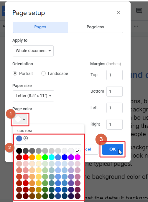 How to change the background color on google docs 6