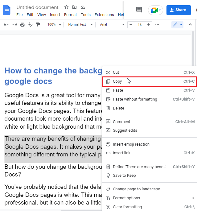 How to change the background color on google docs 9