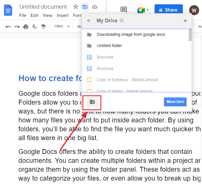 How to create folder in google docs 3
