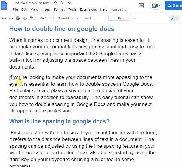 How to double line on google docs 1
