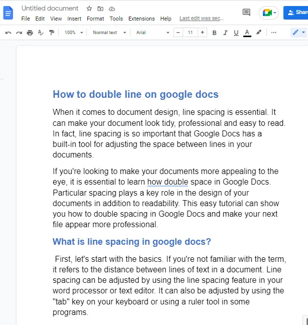 How to double line on google docs 1