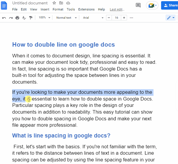 How to double line on google docs 2