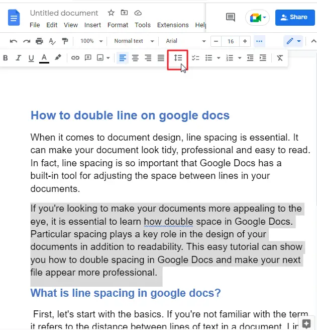 How to double line on google docs 3