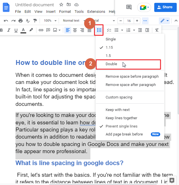 How to double line on google docs 4