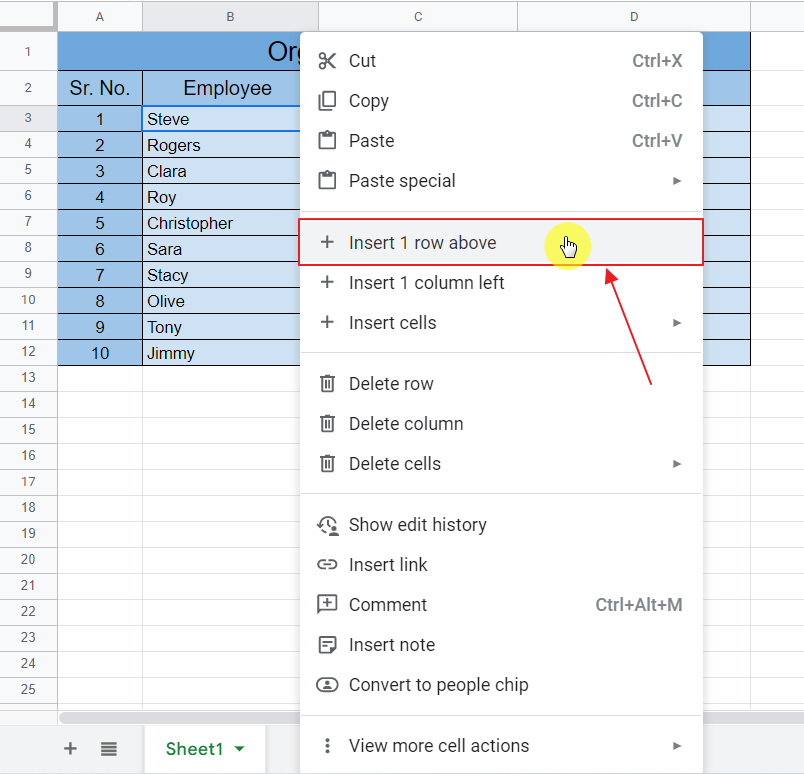 How to make Organizational Chart Template in Google Sheets 18