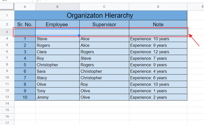 How to make Organizational Chart Template in Google Sheets 19