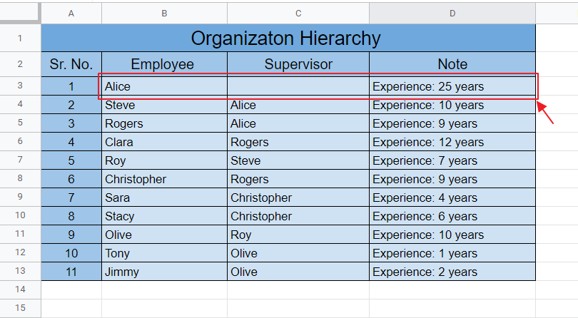 How to make Organizational Chart Template in Google Sheets 21