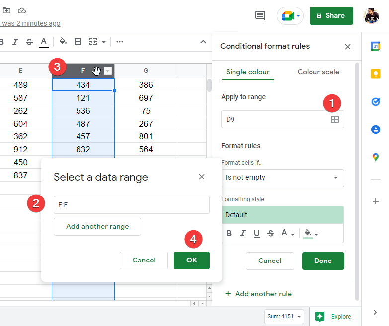 how to highlight a whole column and row in google sheets 12