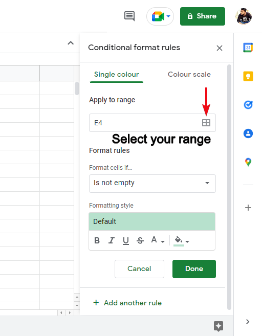how to highlight a whole column and row in google sheets 3