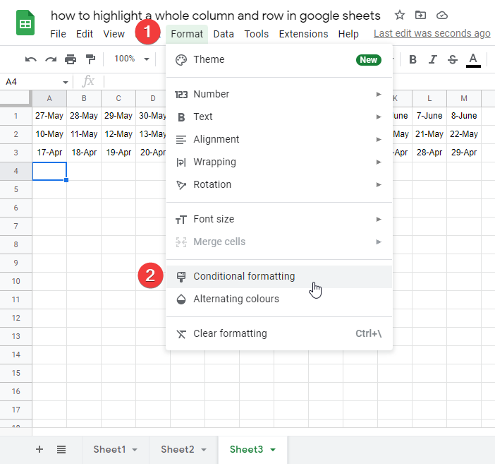how to highlight a whole column and row in google sheets 32