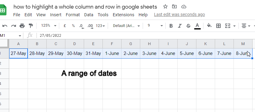 how to highlight a whole column and row in google sheets 38