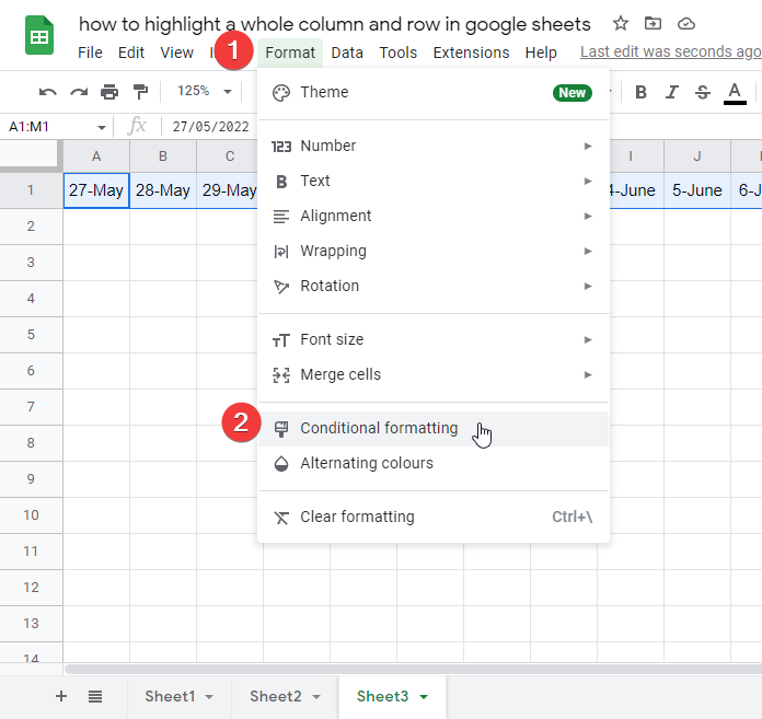 how to highlight a whole column and row in google sheets 39