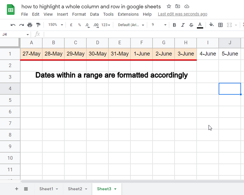 how to highlight a whole column and row in google sheets 44