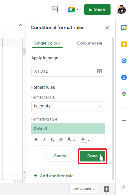 how to highlight a whole column and row in google sheets 8