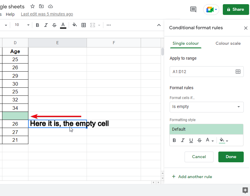 how to highlight a whole column and row in google sheets 9