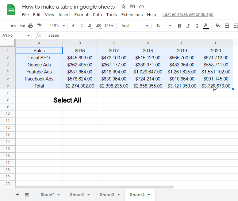 how to make a table in google sheets 46
