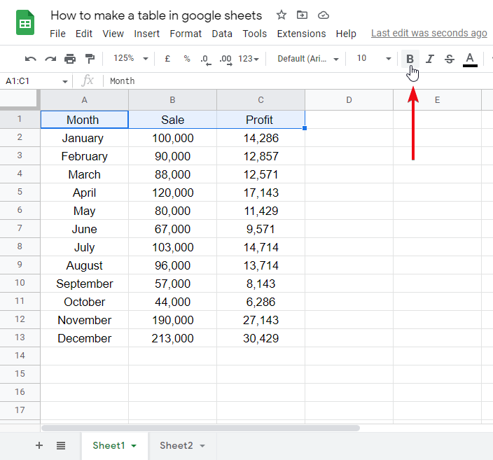 how to make a table in google sheets 5