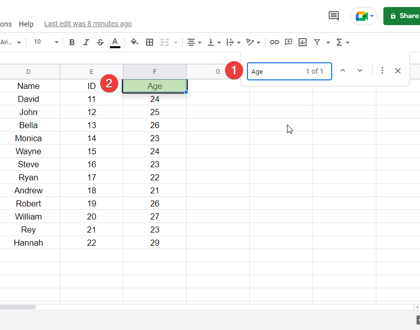 how to search in google sheets 1