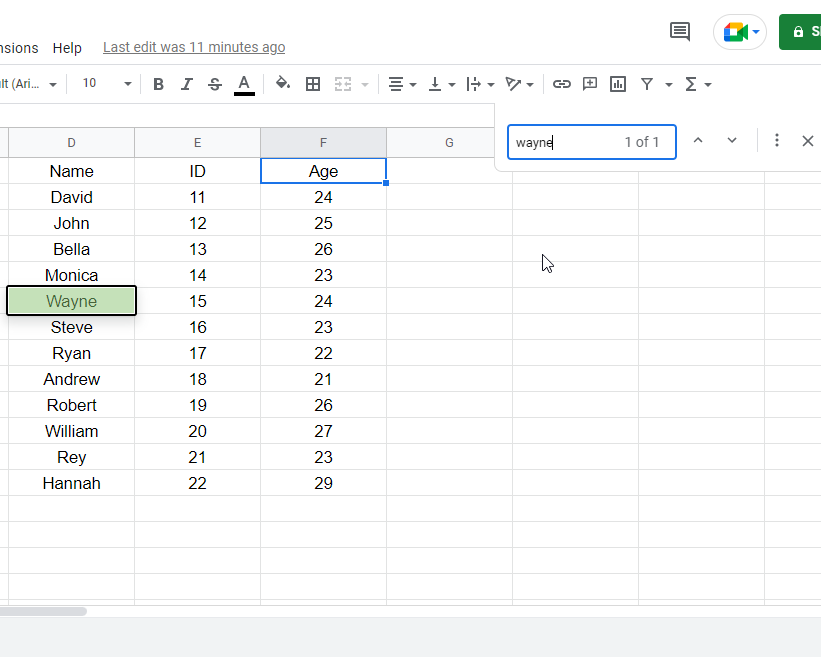 how to search in google sheets 3