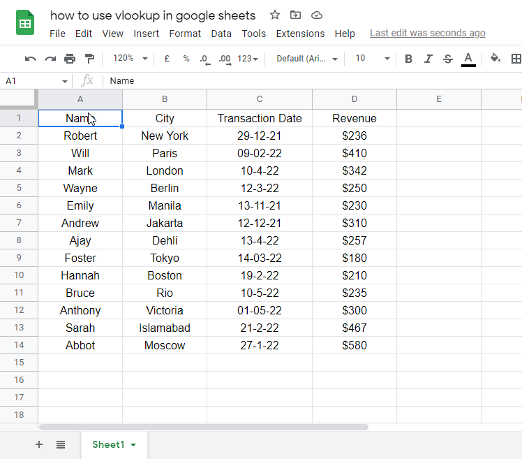 how to use vlookup in google sheets 1