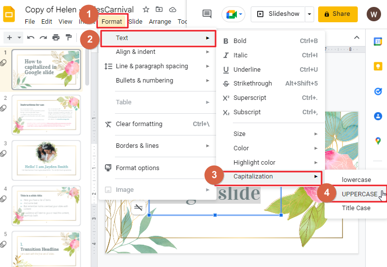 How to Make Everything Capitalized in Google Slides 2