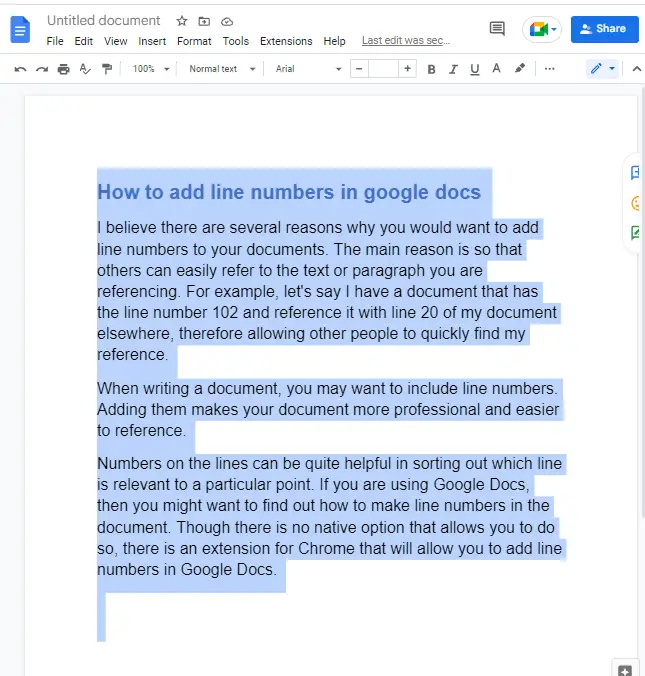 How to add line numbers in google docs 5