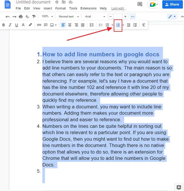 How to add line numbers in google docs 6