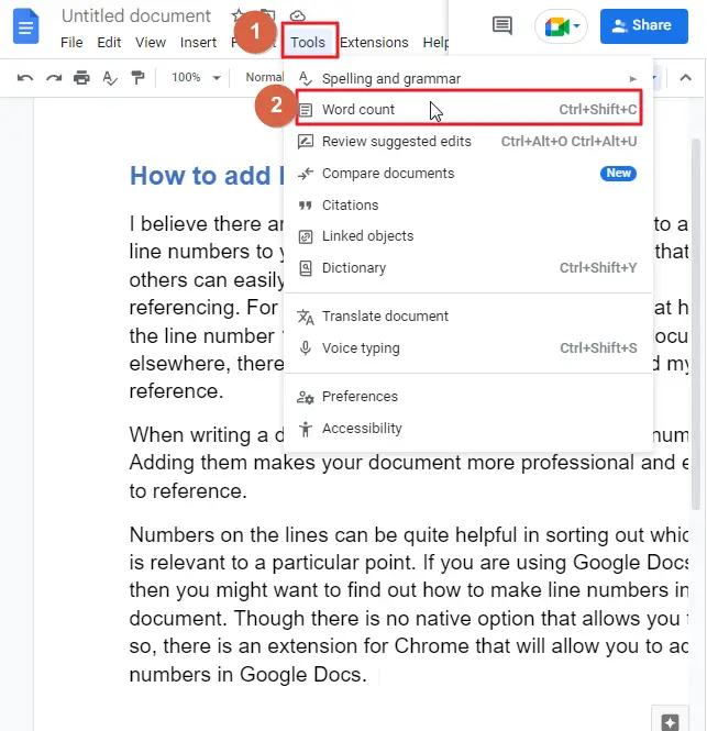 How to add line numbers in google docs 7