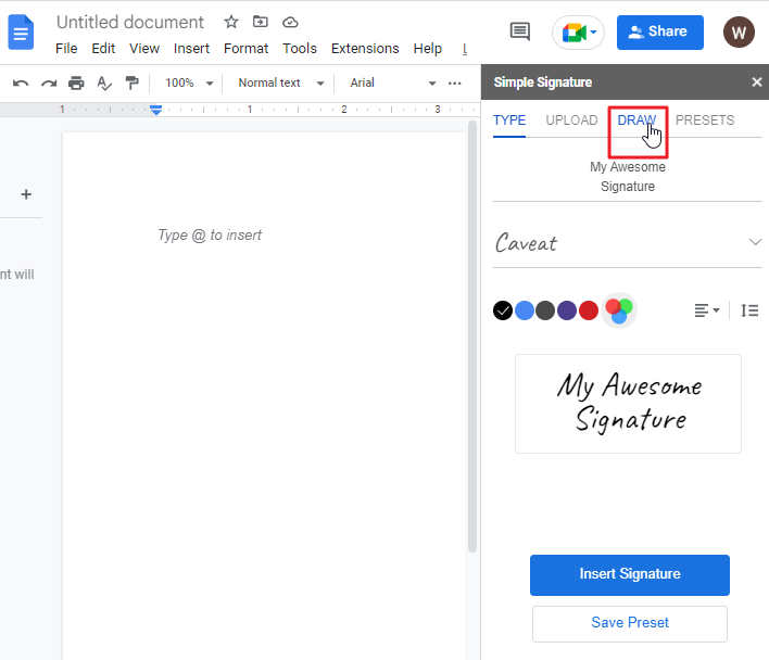 How to add signature in google docs 15