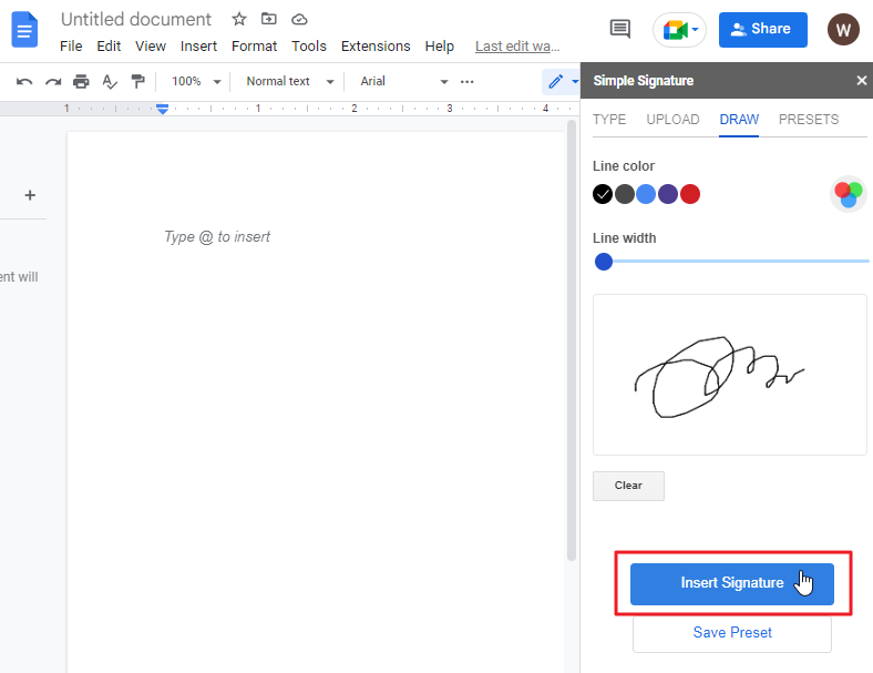 How to add signature in google docs 16