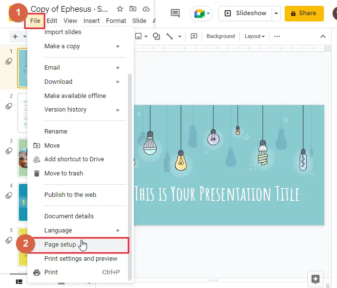How to change dimensions of google slide 2