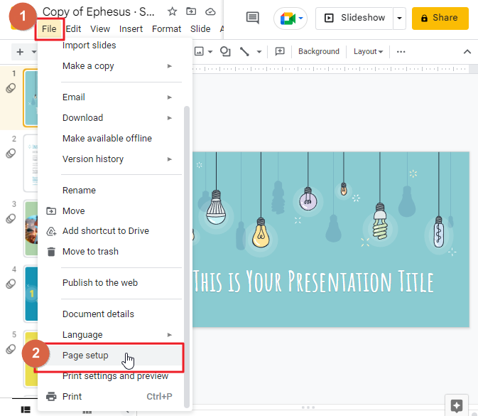 How to change dimensions of google slide 7