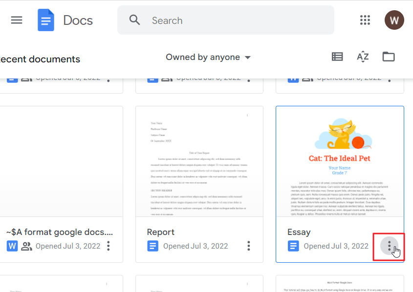 How to delete a document in google docs 1