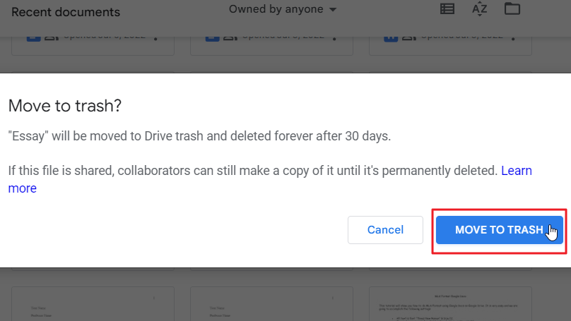 How to delete a document in google docs 3