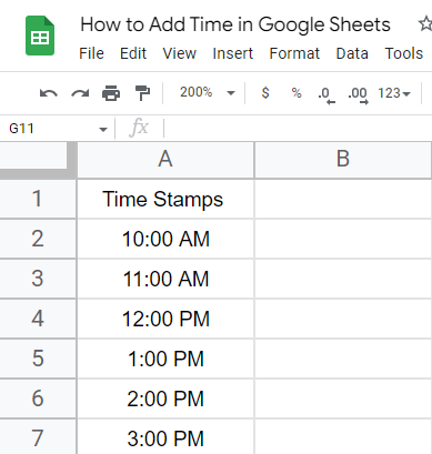 how to Add Time in Google Sheets 1