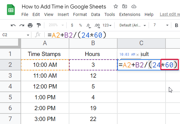 how to Add Time in Google Sheets 13