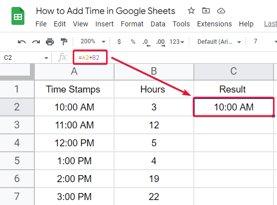 how to Add Time in Google Sheets 4