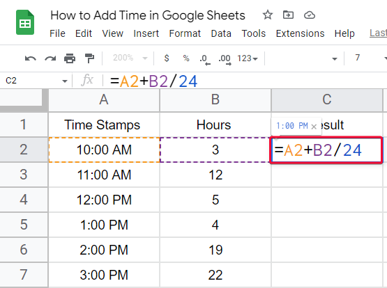 how to Add Time in Google Sheets 5