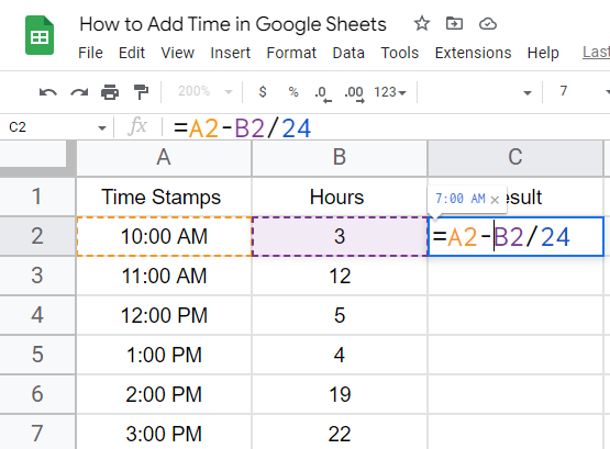 how to Add Time in Google Sheets 7