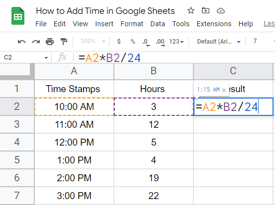 how to Add Time in Google Sheets 9