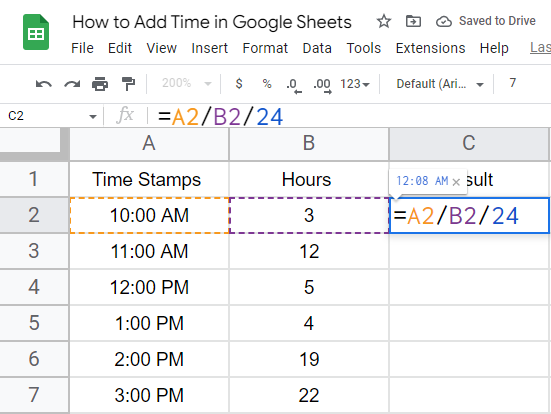 how to Add Time in Google Sheets 11