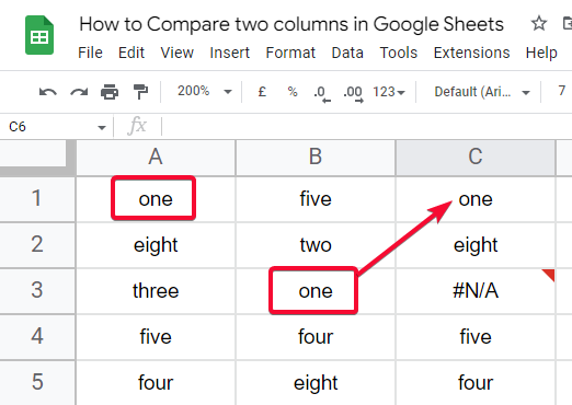 how to Compare two columns in Google Sheets 30