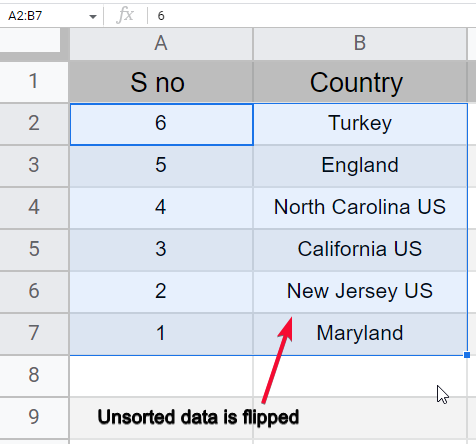 how to Flip or reverse data order in Google Sheets 22