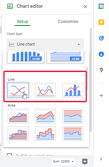 how to Make Line Charts in Google Sheets 3
