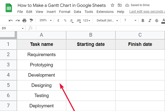 how to Make a Gantt Chart in Google Sheets 2