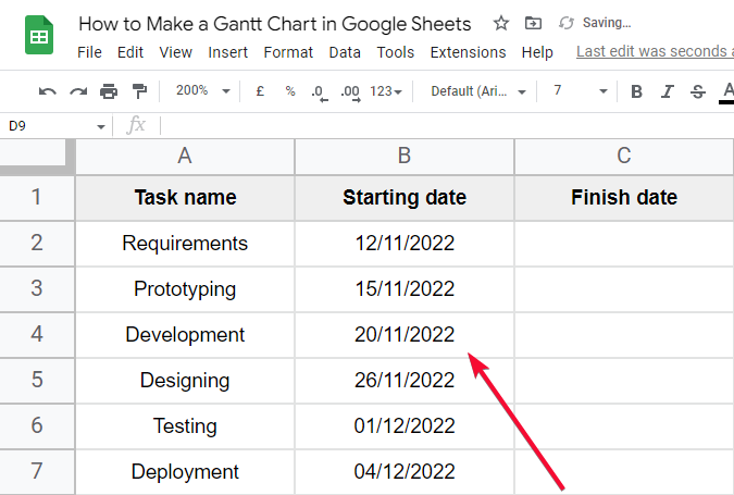 how to Make a Gantt Chart in Google Sheets 3