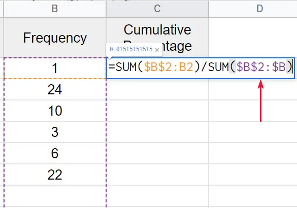 how to Make a Pareto Chart in Google Sheets 5