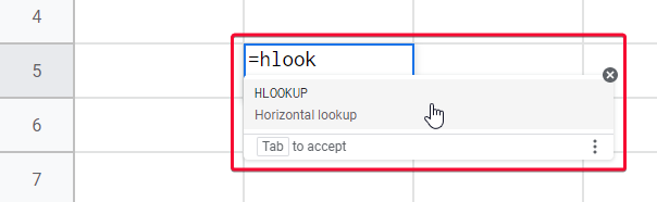 how to Use HLOOKUP Function in Google Sheets 2
