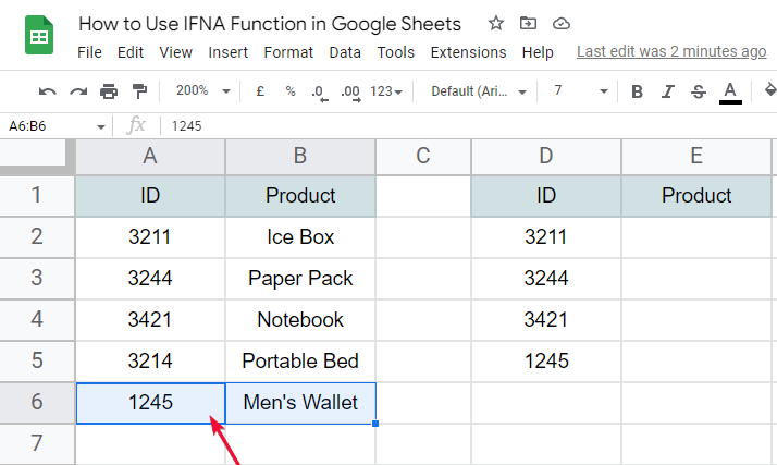 how to Use IFNA Function in Google Sheets 14