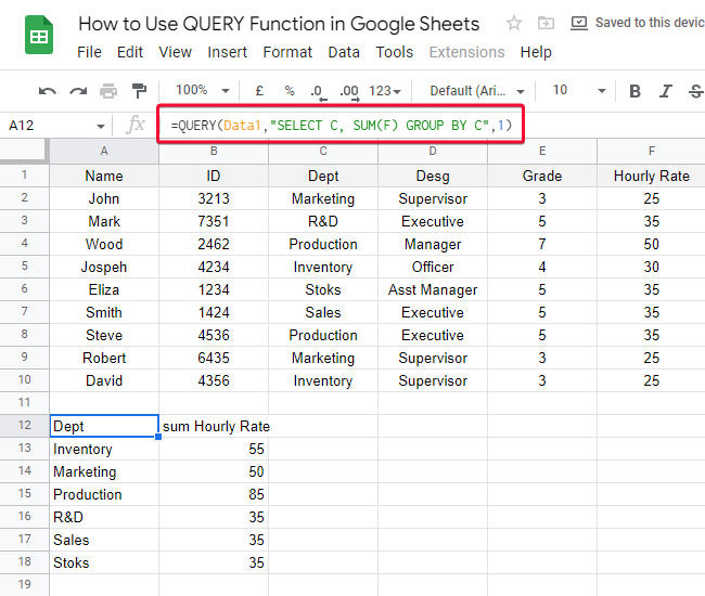 how to Use QUERY Function in Google Sheets 37